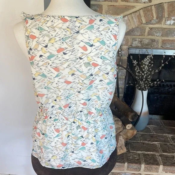 💥LC Lauren Conrad Peplum bird blouse (L) - Picture 4 of 6